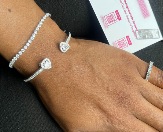 Heart Cuff Diamanté Bangle image 1