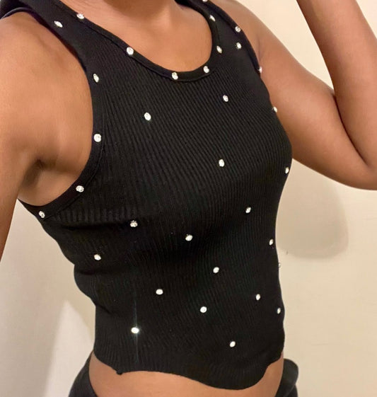 Diamante Ribbed Tank Top