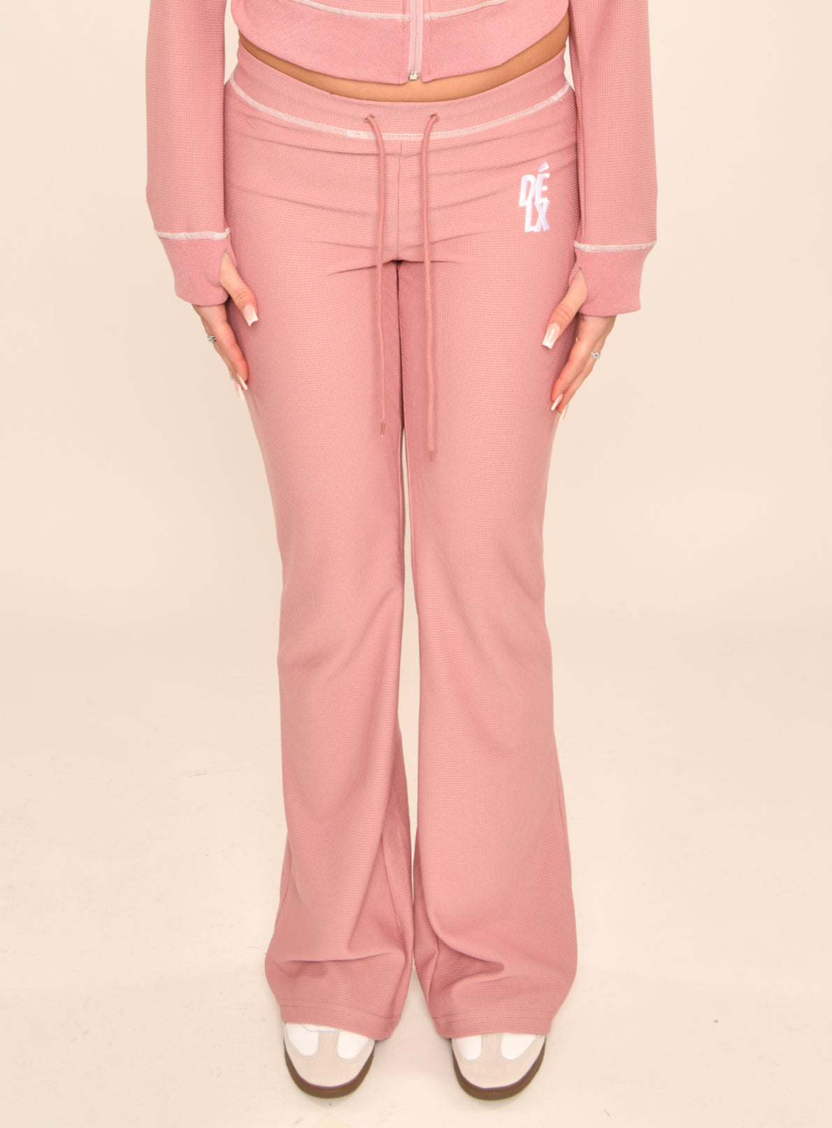 DÉLX Waffle Trousers In 'Dusty Pink' image 2