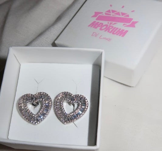 Diamanté Heart Earrings image 1