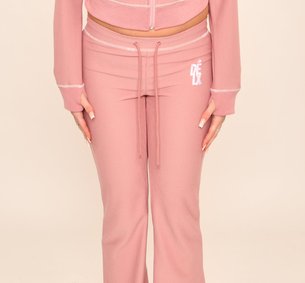 DÉLX Waffle Trousers In 'Dusty Pink' image 0