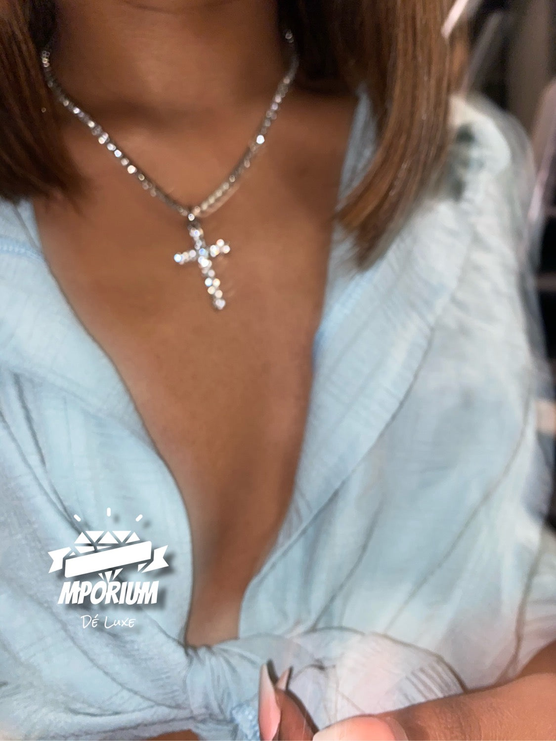 Diamanté Cross Pendant Necklace image 7