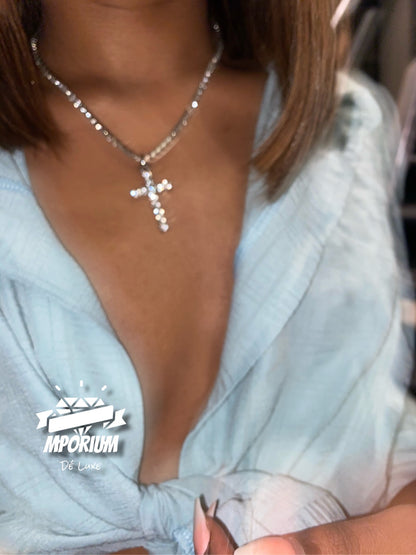 Diamanté Cross Pendant Necklace image 7