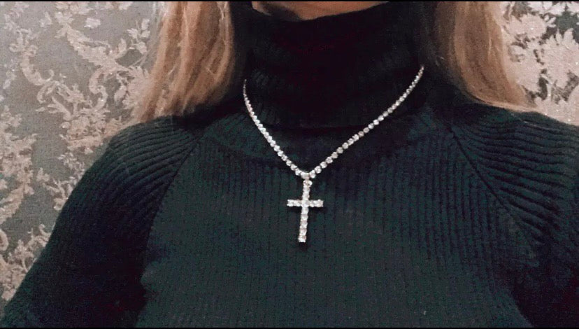 Diamanté Cross Pendant Necklace image 6