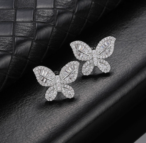 Diamanté Butterfly Earrings image 2