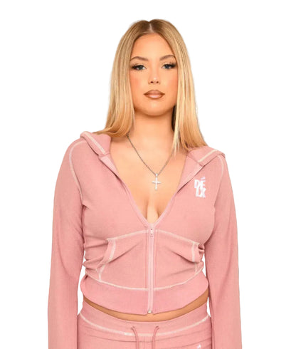 DÉLX Waffle Top In 'Dusty Pink' image 1