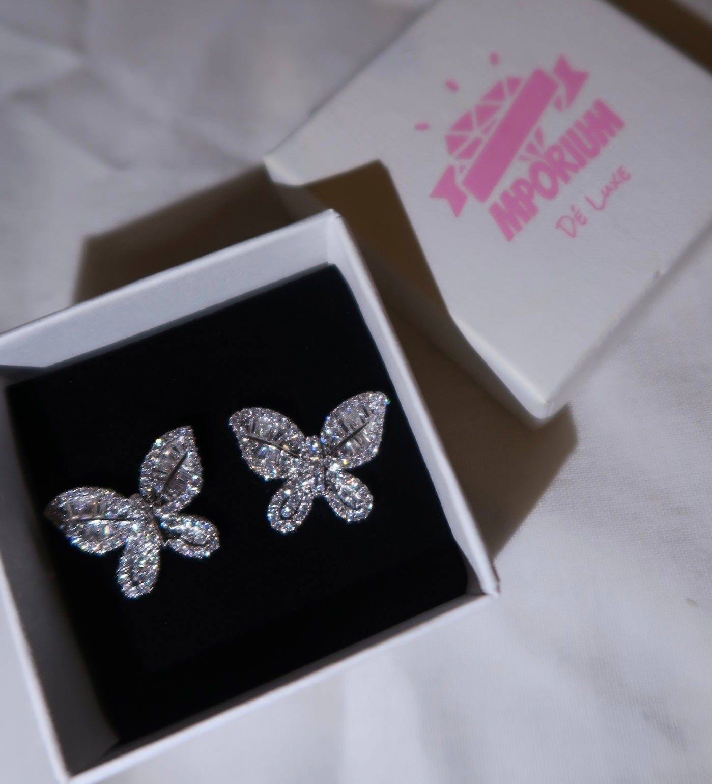 Diamanté Butterfly Earrings image 1