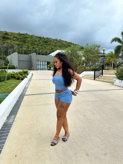 'MALIKA' Fold Over Shorts and Tube Top