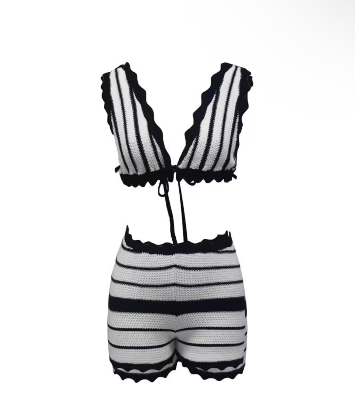 Crotchet Knit Stripe Set