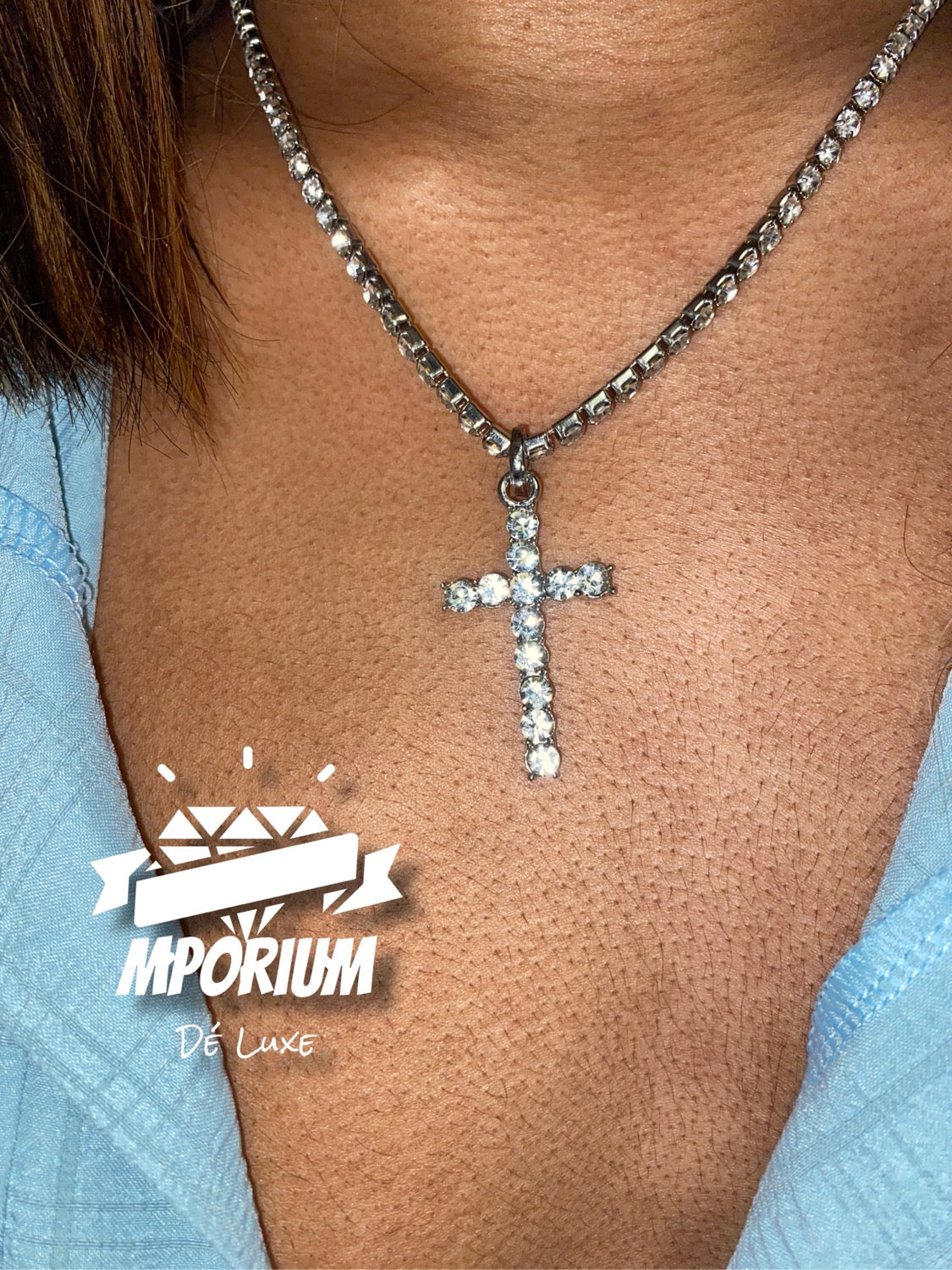 Diamanté Cross Pendant Necklace image 4