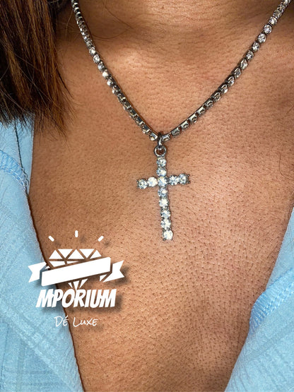 Diamanté Cross Pendant Necklace image 4