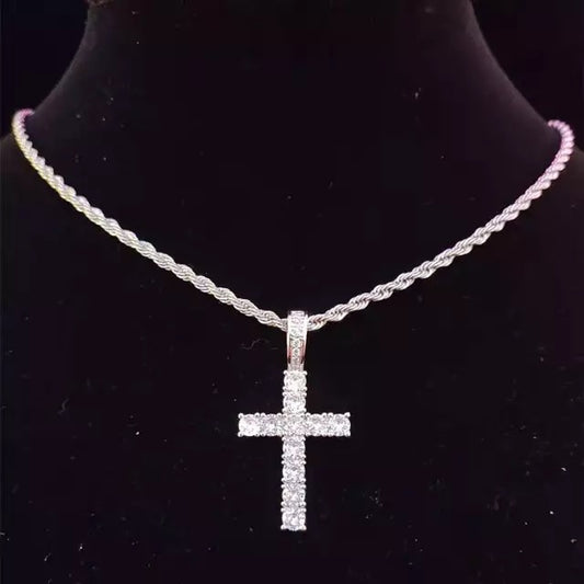 Diamanté Luxe Cross Pendant Necklace image 1