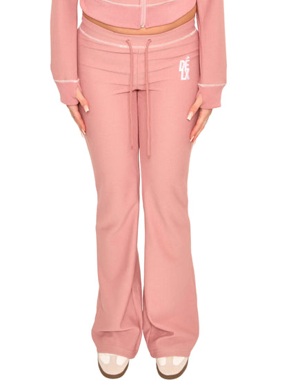 DÉLX Waffle Trousers In 'Dusty Pink' image 2
