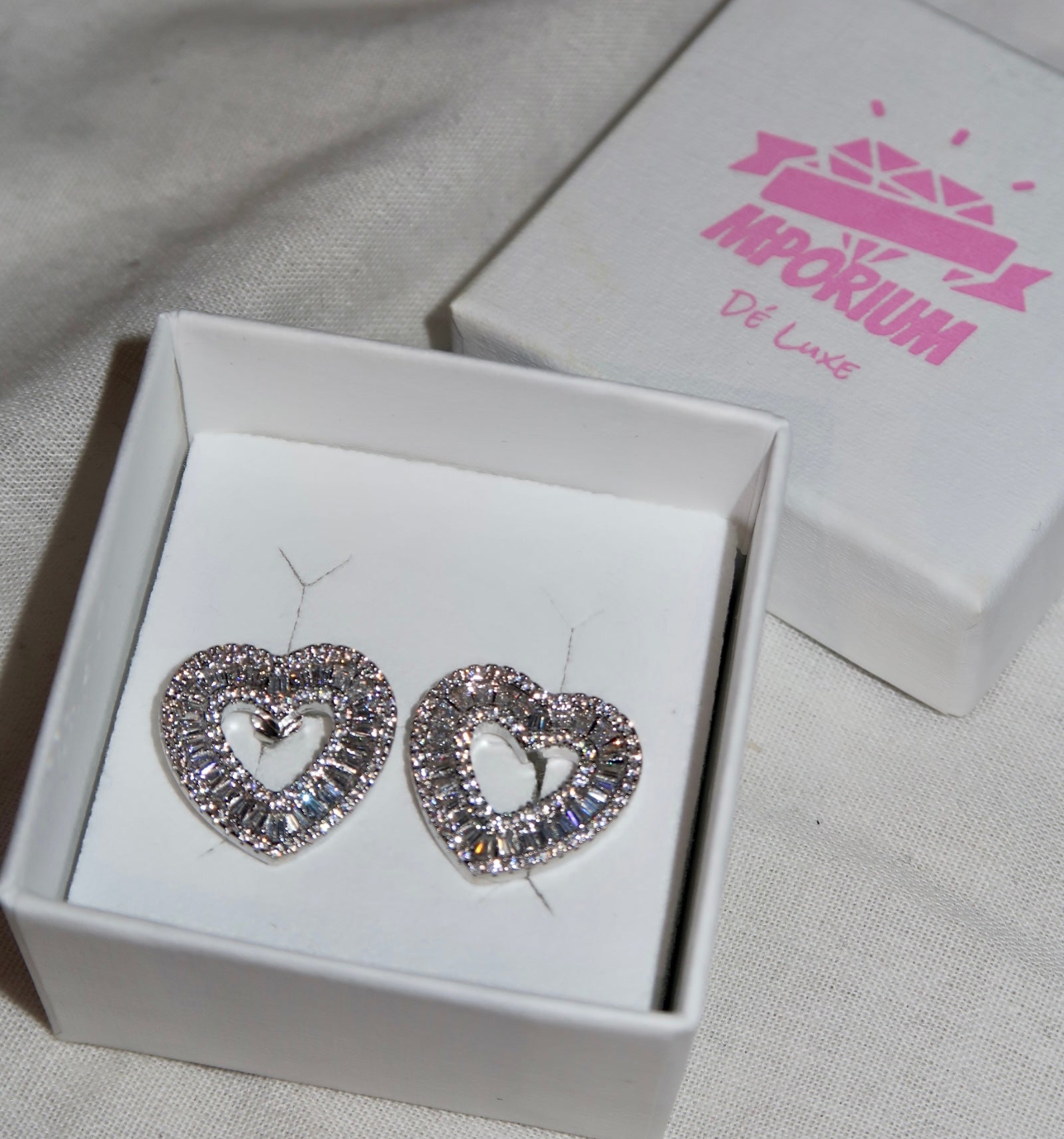 Diamanté Heart Earrings image 2